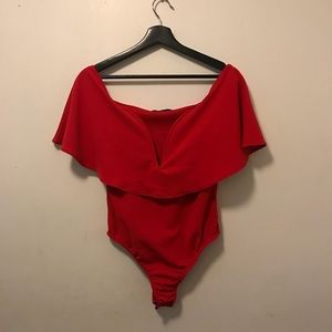 Sweetheart top/off shoulder missguided body suit